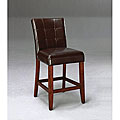 Tufted Espresso Brown Bi-cast Leather Bar Chairs (Set of 2)