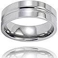 Titanium Men's Pipe-cut Grooved Ring