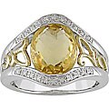 10k Gold and Silver Citrine and 1/10ct TDW Diamond Ring