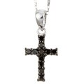 14k Gold 1/6ct TDW Black Diamond Cross Necklace