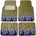 Tan with Blue Flames Car/ Truck Floor Mat Set