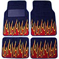Blue with Orange Flames Car and Truck Floor Mat Set