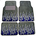 Grey with Blue Flames Car and Truck Floor Mat Set