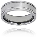 Brushed and Polished Grooved Titanium Ring