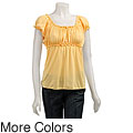 Isadora Rodriguez Stretchy Knit Cap-sleeve Shirt