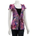 Nicola Women's Purple Layered-look Flutter-sleeve Top