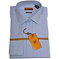 Enzo Tovare Men's Blue Stripe Barrel-cuff Dress Shirt