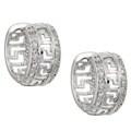 Sterling Silver Cubic Zirconia Greek Key Hoop Earrings