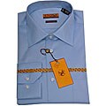 Enzo Tovare Men's Solid Blue Barrel-cuffed Dress Shirt