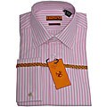 Enzo Tovare Men's White/ Pink French-cuffed Dress Shirt