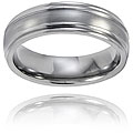 Titanium 7-mm Grooved Brushed and Polished Ring