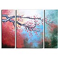 'Reaching Out' Hand-painted 3-piece Canvas Art