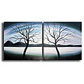 Hand-painted 'Frosted Trees' Canvas Art