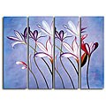 Hand-painted 'Through the Flowers' 4-piece Canvas Art