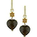 10k Gold Smokey Quartz and Citrine Earrings