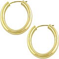 14k Yellow Gold Oval Hoop Earrings
