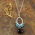 Sterling Silver Smokey Quartz and Ice Apatite Drop Necklace (USA)