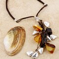 Sterling Silver and Baltic Amber Cluster Necklace (Poland)