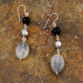 Silver 'Midnight Treasure' Grey Quartz and Onyx Earrings (USA)