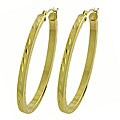 14k Yellow Gold Diamond-cut Oval Hoop Earrings