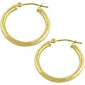 14k Yellow Gold 22.5mm Matte Hoop Earrings