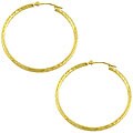14k Yellow Gold 39mm Diamond-cut Hoop Earrings