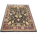 Indo Black/ Purple Wool/ Cotton Rug (8' x 10')