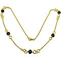 18k Gold over Silver Smokey Quartz Fancy Rolo Necklace