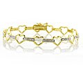 Goldtone Sterling Silver 1/10ct TDW Diamond Heart Bracelet