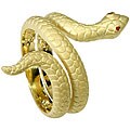 Frosted Goldtone CZ Red-eyed Snake Ring