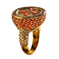 14k Goldplated Orange CZ Cathedral Ring