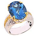 Michael Valitutti Palladium Silver Blue Topaz and Sapphire Ring