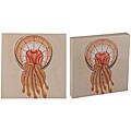 Hand-painted Z Studio 'Sea Nettle' Wall Tile Art