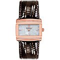 Giordano Women's Brown Leather and Crystal Watch