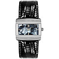 Giordano Women's Black Leather and Crystal Watch