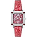Giordano Women's Dark Pink Leather Strap Watch