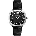 Giordano Men's Black Leather Black Dial Watch