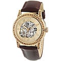 Akribos XXIV Women's Brown Crystal Skeleton Automatic Watch