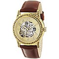 Akribos XXIV Women's Yellow Crystal Skeleton Automatic Watch