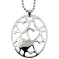 Stainless Steel Oval 'Happy Hearts' Necklace