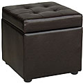 Espresso Bi-cast Leather Storage Ottoman
