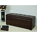 Espresso Bi-cast Leather Storage Bench