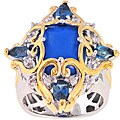 Palladium Silver Turquoise and London Blue Topaz Ring