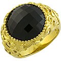18k Gold over Silver Faceted Black Onyx Ring