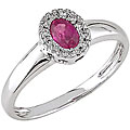 14k Gold Oval Ruby and Diamond Ring