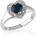 14k Gold 1/10ct TDW Diamond and Sapphire Heart Ring