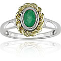 10k Two-tone Gold Emerald Ring