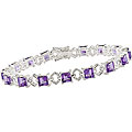 Sterling Silver Square Amethyst Bracelet