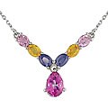 14k Gold Multicolor Sapphire/ Pink Topaz Necklace