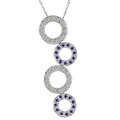14k Gold 1/6ct TDW Diamond/ Blue Sapphire Circle Necklace